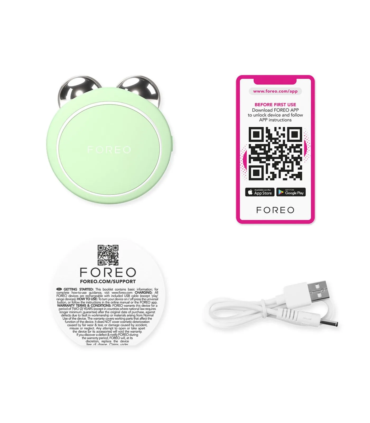 FOREO BEAR 2 go Pistachio | Compact microcurrent apparaat met 6 intensiteiten en 2 microcurrent patronen