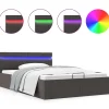 vidaXL Bedframe met opslag en LED stof donkergrijs 120x200 cm