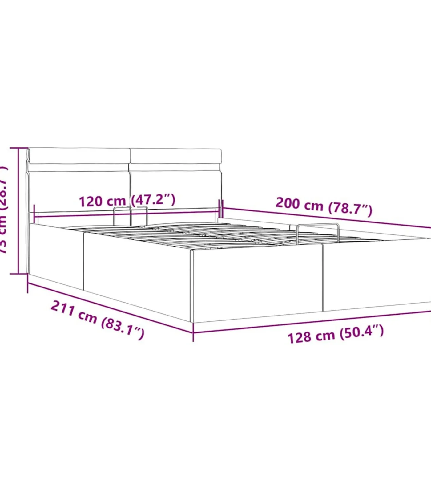 vidaXL Bedframe met opslag en LED stof donkergrijs 120x200 cm