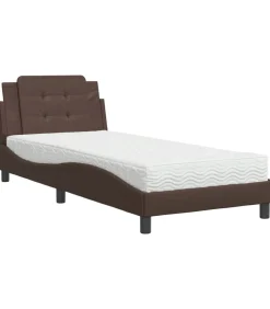 New Bedframe zonder matras "Zadar" kunstleer bruin 80x200 cm Bedden