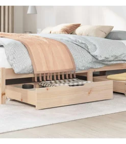 vidaXL Bedlades 2 st met wieltjes 85x55x17 cm massief grenenhout