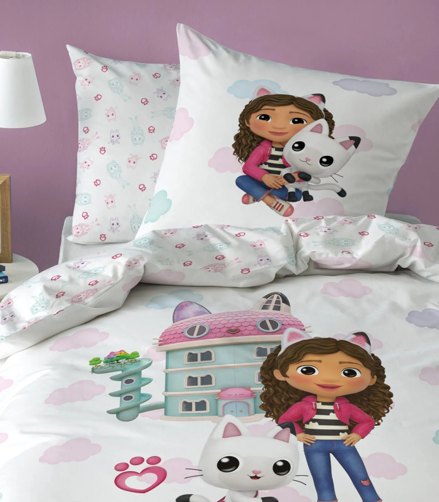 Sale Bedtextielset met print van 100% katoen, GABBY EN HET MAGISCHE HUIS WORLD Dekbedovertrekken