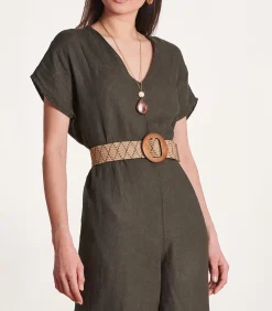 DAMES La Fée Maraboutée Beige elastische riem met grote gesp