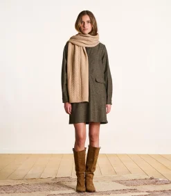 Outlet Beige gebreide sjaal met pailletten DAMES Sjaals