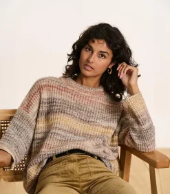 New Beige trui van gebreide stof met ronde hals DAMES Truien & Cardigans