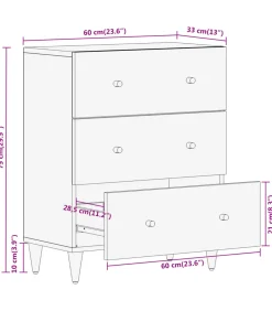 Best Bijzetkast 60x33x75 cm massief mangohout Meubels