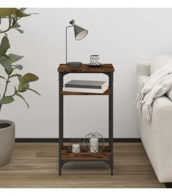vidaXL Bijzettafel 40x30x75 cm bewerkt hout gerookt eikenkleurig