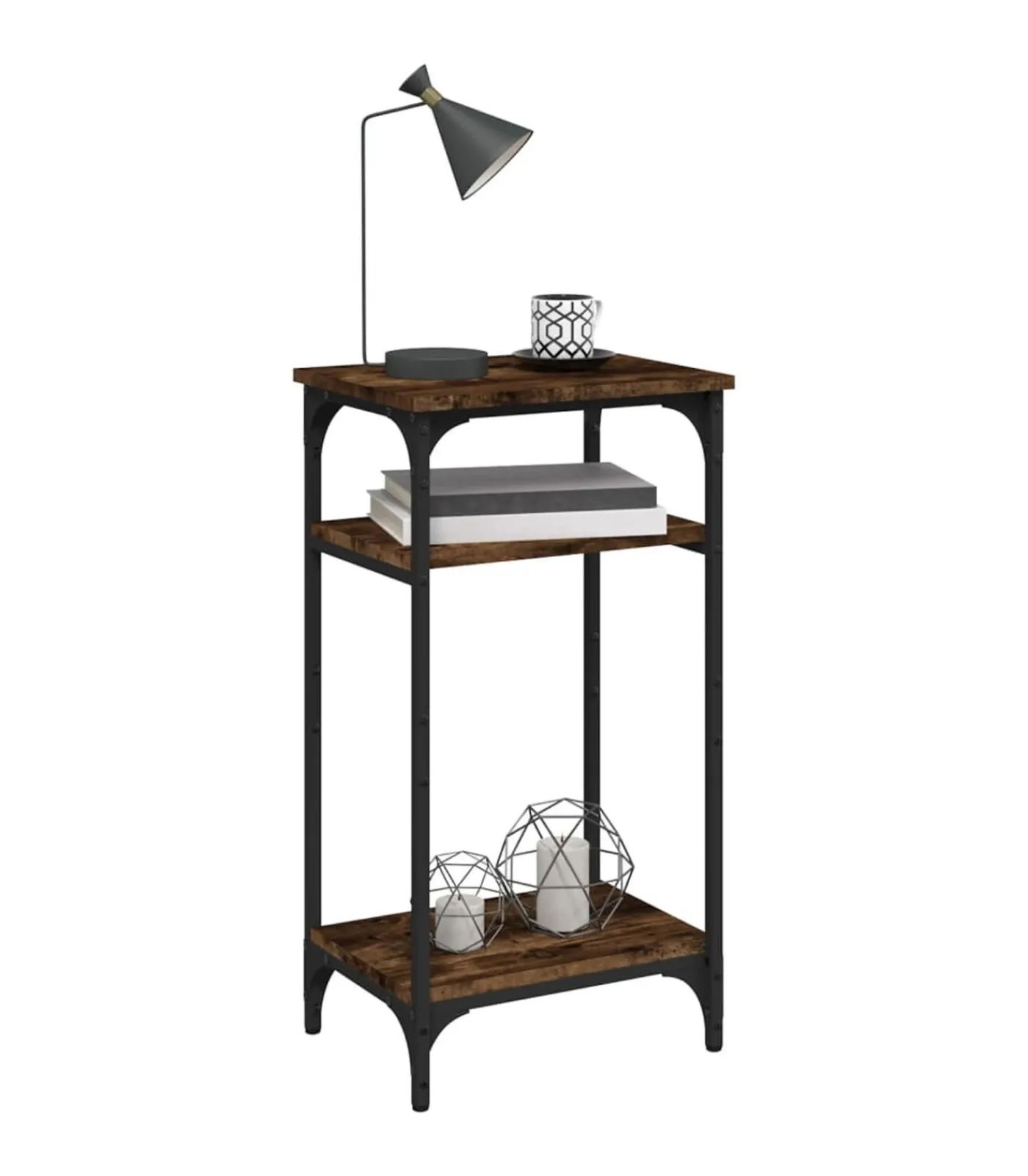 vidaXL Bijzettafel 40x30x75 cm bewerkt hout gerookt eikenkleurig