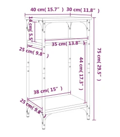 vidaXL Bijzettafel 40x30x75 cm bewerkt hout gerookt eikenkleurig