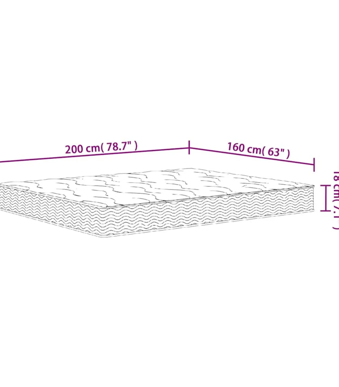 Binnenveringmatras middelhard 160x200 cm Matrasbeschermer