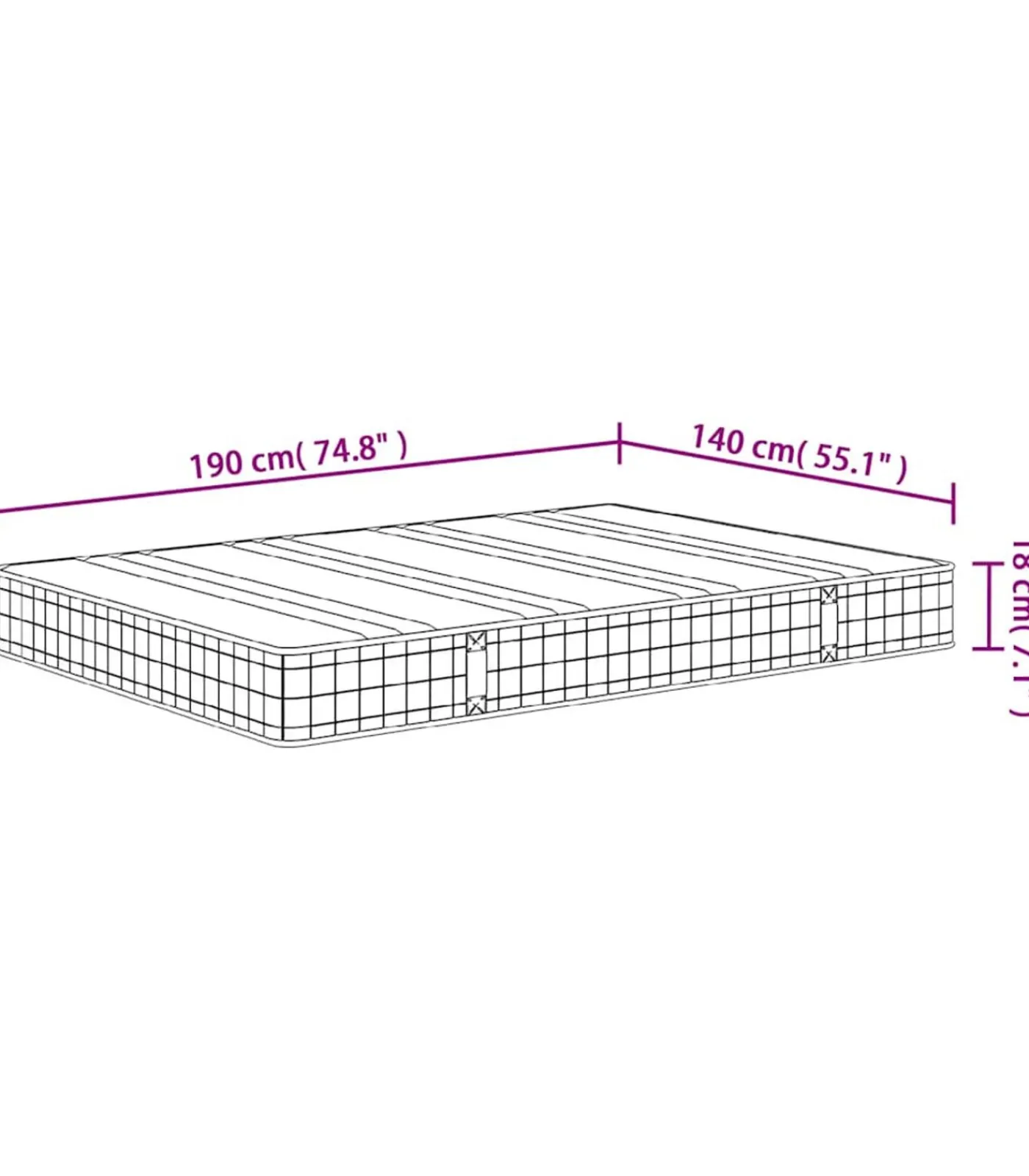 vidaXL Binnenveringmatras middelhard 140x190 cm