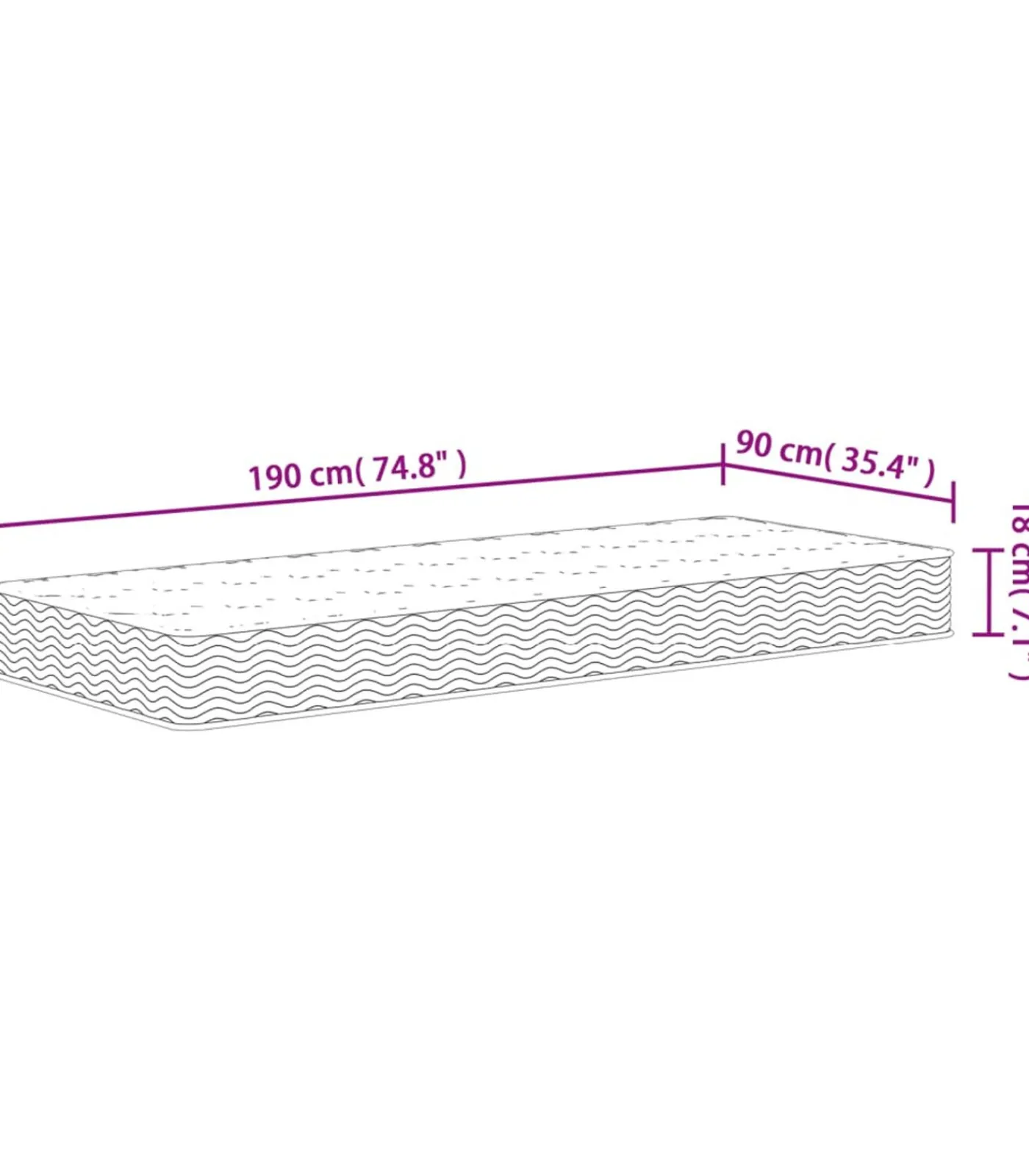 vidaXL Binnenveringmatras middelhard 90x190 cm Single Size