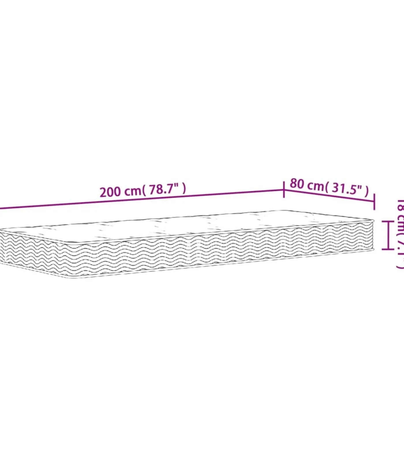 vidaXL Binnenveringmatras middelhard 80x200 cm