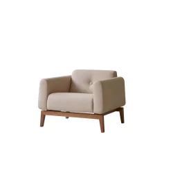 Tikamoon Bjorn - Fauteuil in massief eiken en ecru stof