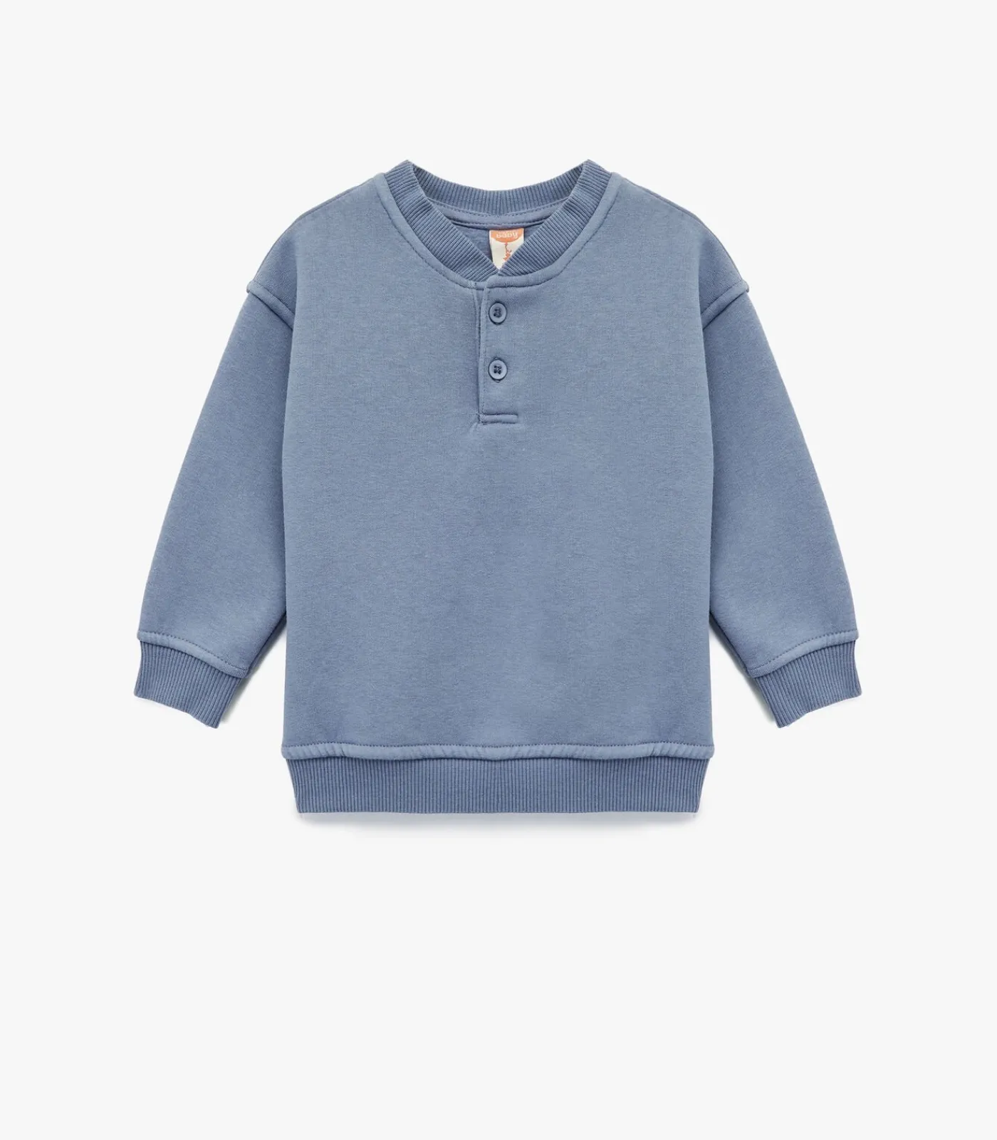 Kinderen Koton Blauw Baby Sweatshirt Lange Mouwen met Knoopsluiting