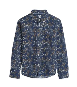 Best Blauw jongensoverhemd met bloemenprint Kinderen Hemden