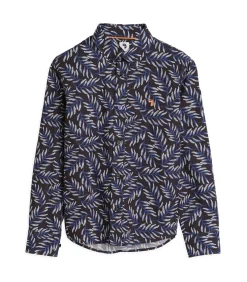 Kinderen J&JOY Blauw jongensshirt met bladprint