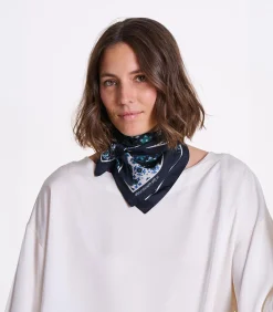 DAMES La Fée Maraboutée Blauw zijden vierkant met print