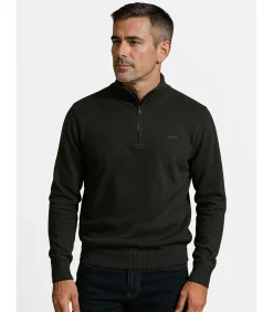 Outlet Blauwe herentrui met ritskraag Heren Truien & Cardigans