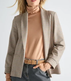 Outlet Blazer met ruitjes zonder knoopsluiting DAMES Maatpakken & Blazers