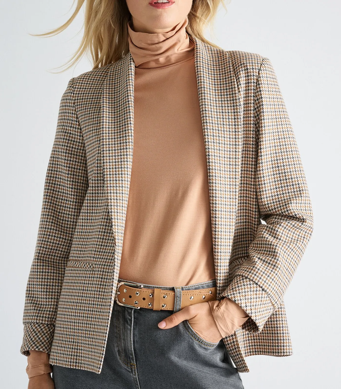 Outlet Blazer met ruitjes zonder knoopsluiting DAMES Maatpakken & Blazers