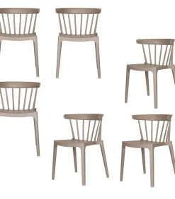 Bliss Tuinstoelen - Kunststof - Taupe - Set van 6 Tuinmeubelen