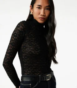 Outlet Bordeaux Blouse Lange Mouwen Dikke Kraag Kant DAMES Overhemden & Blouses