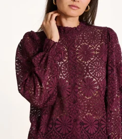 DAMES La Fée Maraboutée Bordeaux kanten blouse met volant