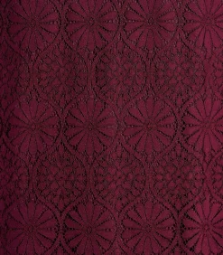 DAMES La Fée Maraboutée Bordeaux korte jurk van kant met lange mouwen