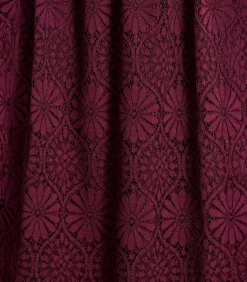 DAMES La Fée Maraboutée Bordeaux midi-jurk van kant met korte mouwen