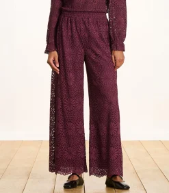 DAMES La Fée Maraboutée Bordeaux rechte broek van kant