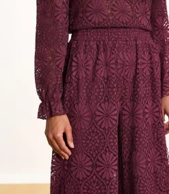 DAMES La Fée Maraboutée Bordeaux rechte broek van kant