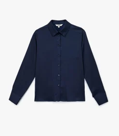 Online Bordeaux Satijnen Blouse Lange Mouwen Regular Fit DAMES Overhemden & Blouses