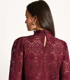 DAMES La Fée Maraboutée Bordeaux top van kant met lange mouwen