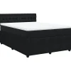 New Boxspring met matras fluweel zwart 140x200 cm Bedden