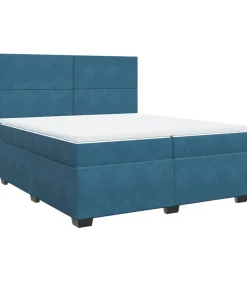 vidaXL Boxspring met matras fluweel blauw 200x200 cm