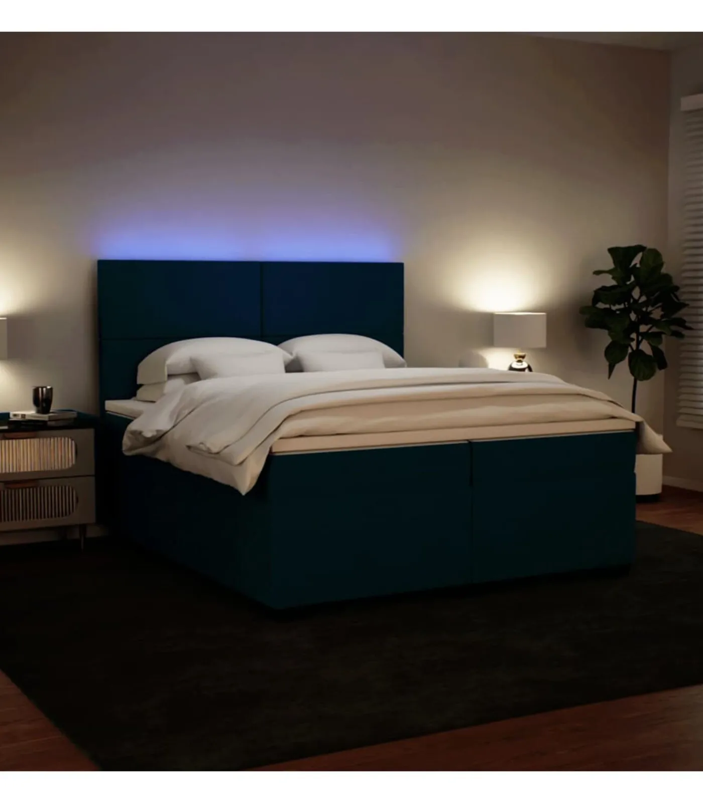 vidaXL Boxspring met matras fluweel blauw 200x200 cm