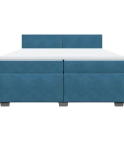 vidaXL Boxspring met matras fluweel donkerblauw 200x200 cm