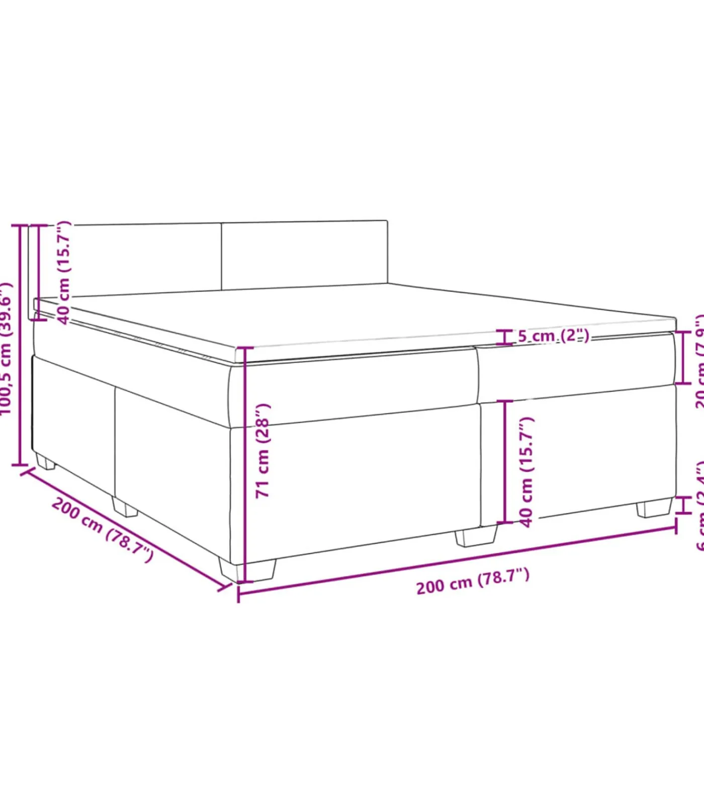 vidaXL Boxspring met matras fluweel donkerblauw 200x200 cm