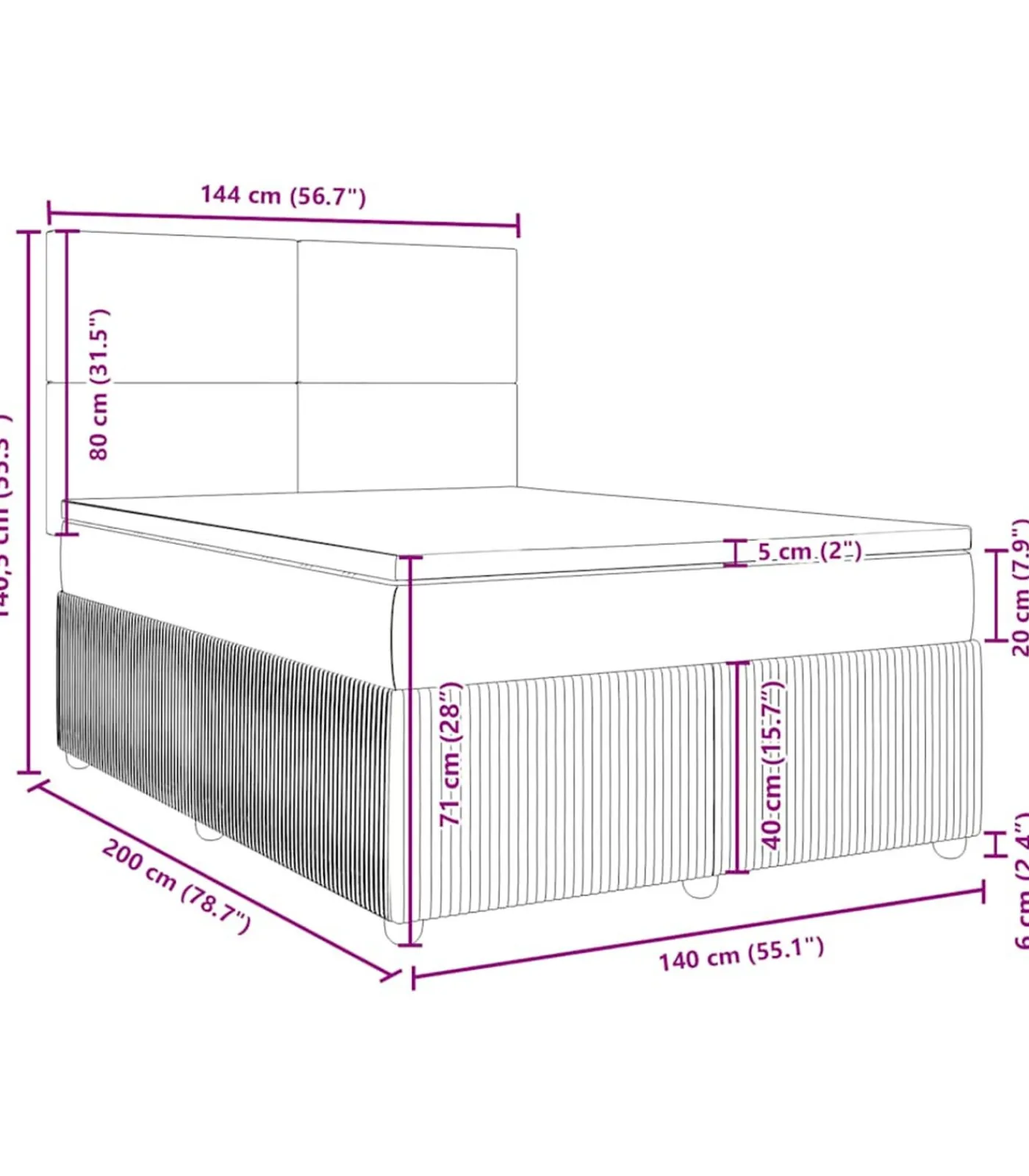 Best Boxspring met matras fluweel zwart 140x200 cm Bedden