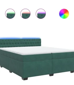 vidaXL Boxspring met matras fluweel donkergroen 200x200 cm