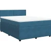 Boxspring met matras fluweel blauw 160x200 cm Bedden