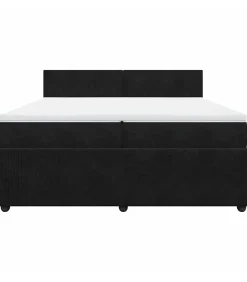 vidaXL Boxspring met matras fluweel zwart 200x200 cm