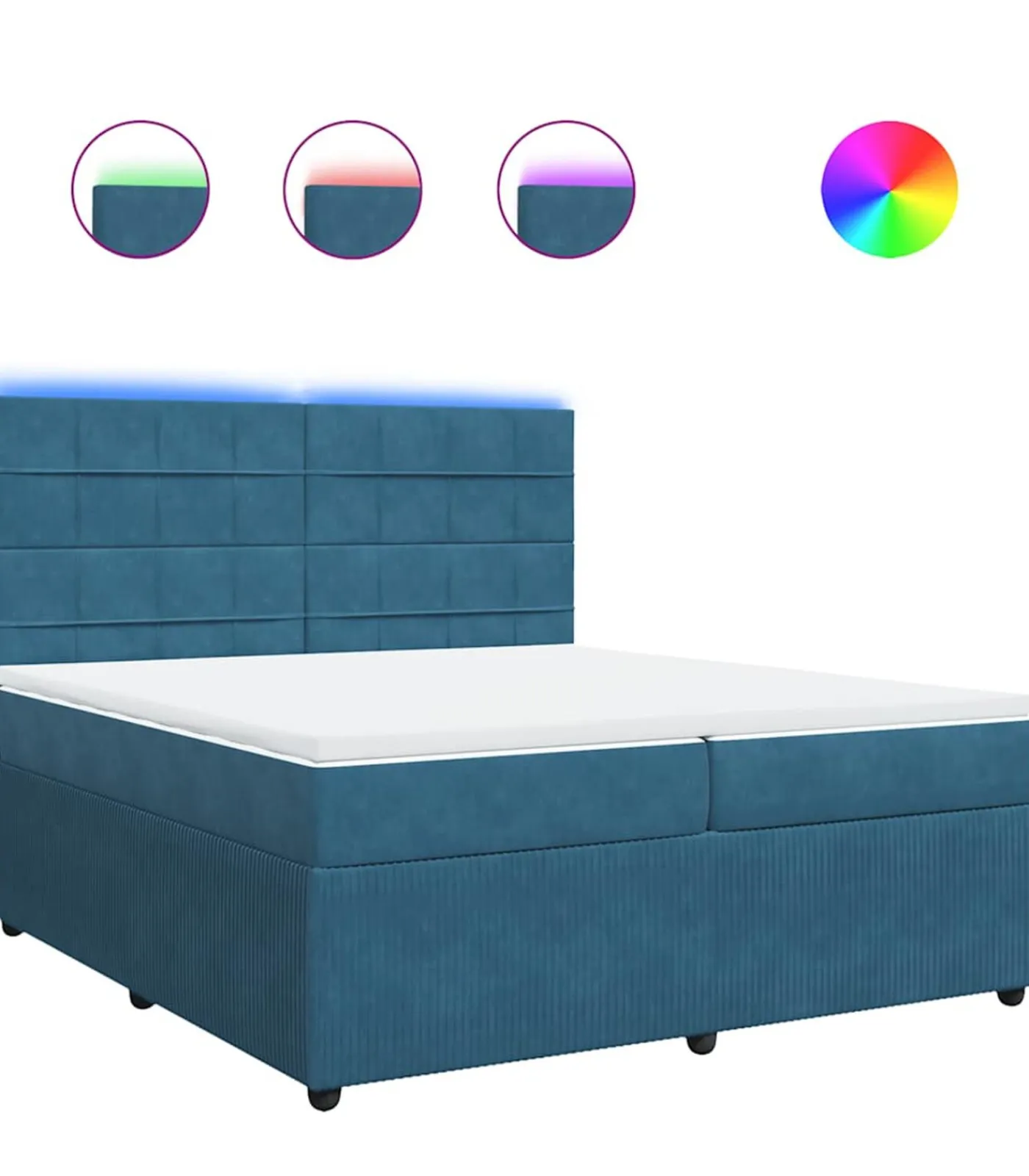 Hot Boxspring met matras fluweel blauw 200x200 cm Bedden