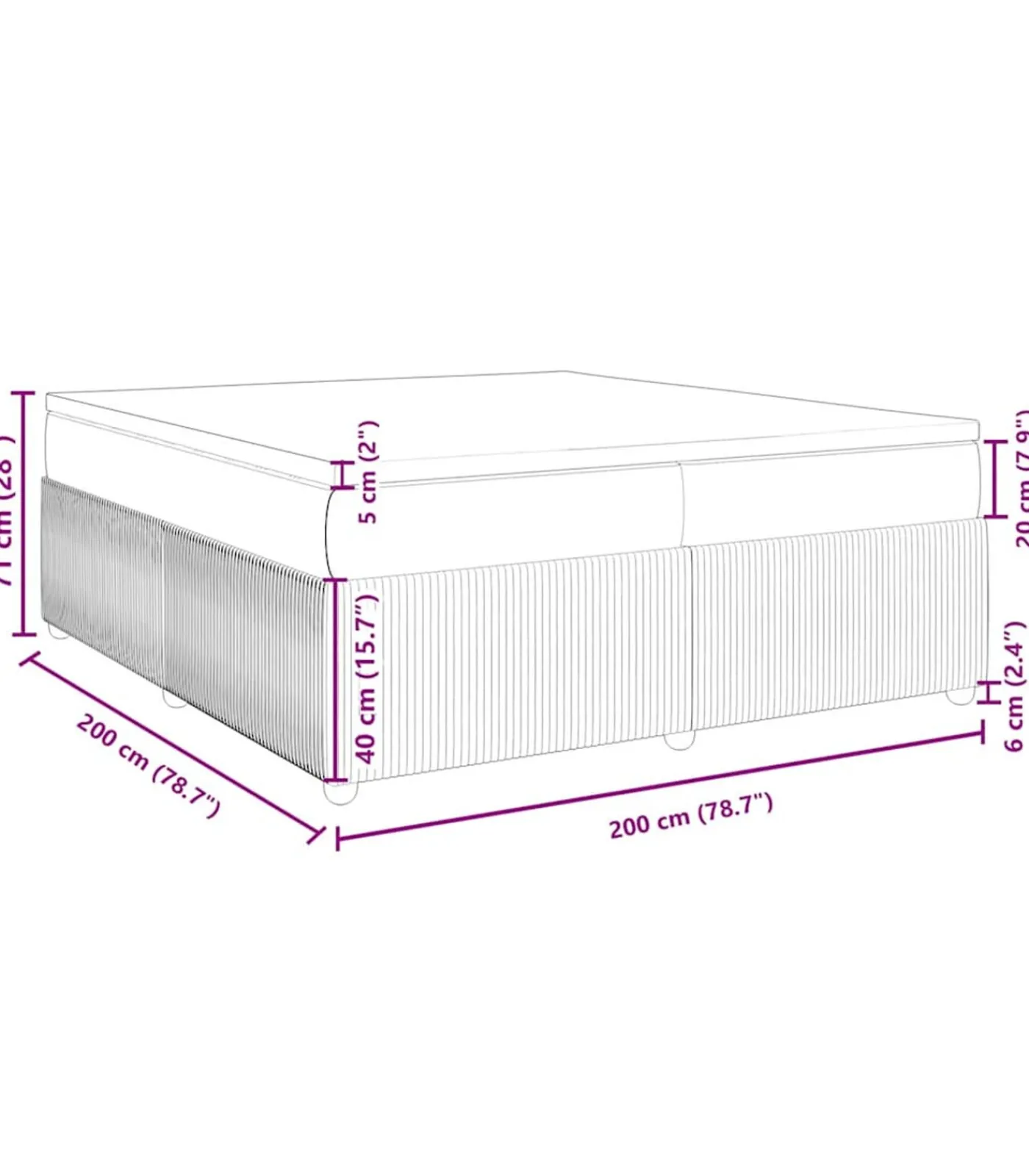 vidaXL Boxspring met matras fluweel donkergrijs 200x200 cm