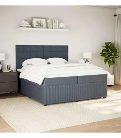 vidaXL Boxspring met matras fluweel donkergrijs 200x200 cm