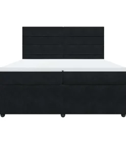 vidaXL Boxspring met matras fluweel zwart 200x200 cm