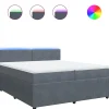 vidaXL Boxspring met matras fluweel donkergrijs 200x200 cm