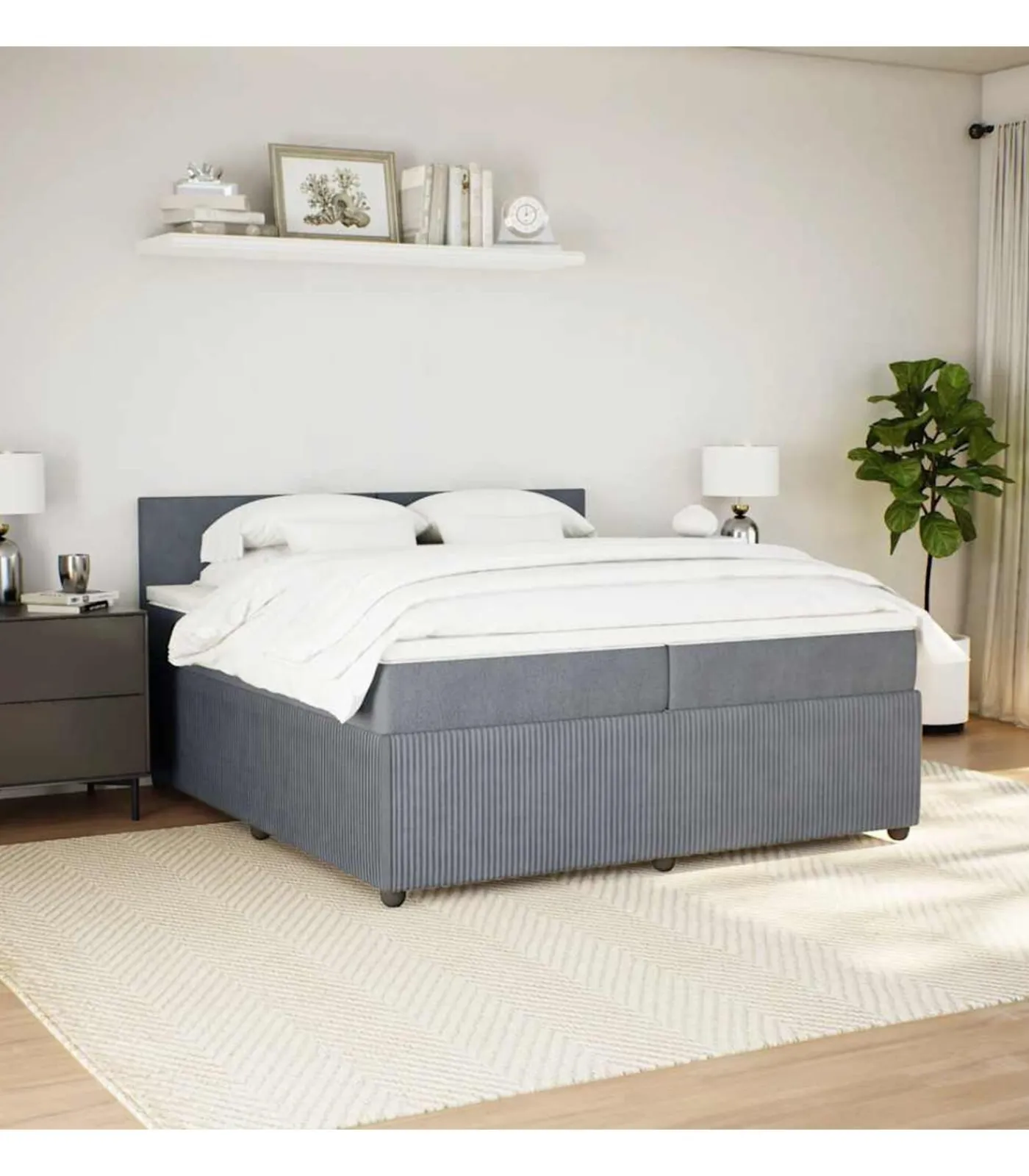 vidaXL Boxspring met matras fluweel donkergrijs 200x200 cm