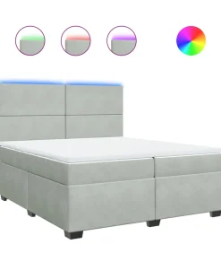 Sale Boxspring met matras fluweel lichtgrijs 200x200 cm Bedden